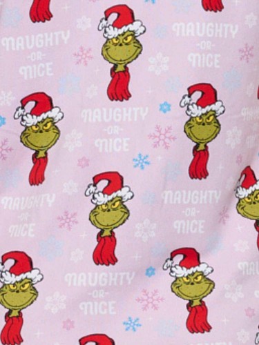 Conjunto de 2 piezas de salón pijama camisa y pantalones cortos abotonados Dr Seuss Grinch para mujer - Imagen 7 de 8