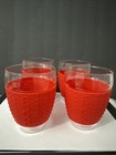 4 BODUM Pavina Glass with Red Silicone Sleeve Grip Glasses 12 Oz