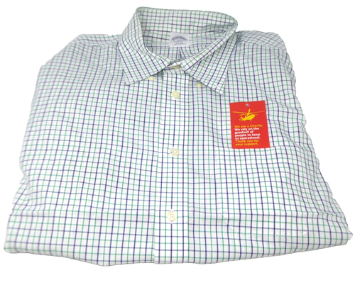 Brooks Brothers Men's Slim Fit Long Sleeve Shirt White Green Blue XXL BP2 - Picture 1 of 7