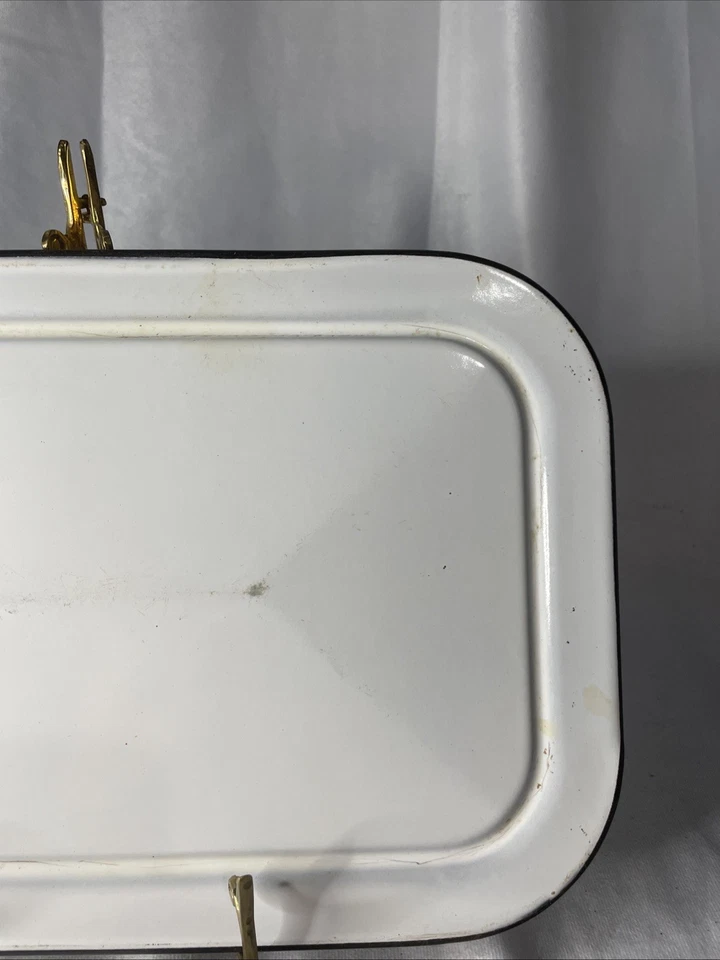 Vtg Rectangular Enamelware White Refrigerator Box Container Lid 12.75 X 8 1/8” - Image 4 of 4