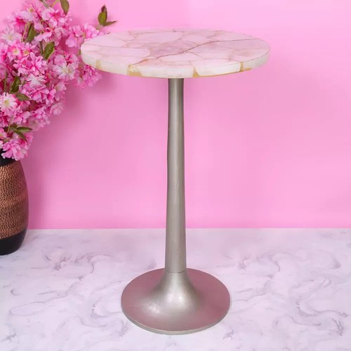White Agate Console Corner Table Top, Agate End Table Top, Handmade Decor - Picture 4 of 4