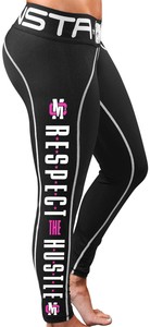 Black Pink NEW Women's RESPECT THE HUSTLE Compression Workout Gym Leggings Black Pink NEW Women's RESPECT THE HUSTLE Compression Workout Gym Leggings