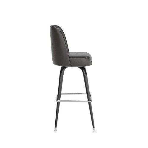 Commercial Quality Metal Restaurant Barstool with Brown Vinyl Swivel Bucket Seat - Picture 3 of 9