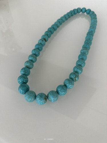 Collier Halskette Edelsteinkette Türkis Kette Blau 1cm Durchmesser 64cm lang - Bild 2 von 6