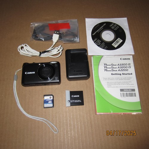 Canon PowerShot A3300 IS 14.1MP 4x Optical Zoom Black Digital Camera Works