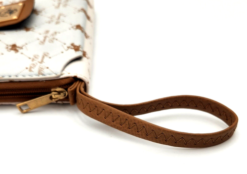 Cartera de muñeca Beverly Hills Polo Club imitación cuero marrón crema ranuras para tarjetas - Imagen 7 de 19