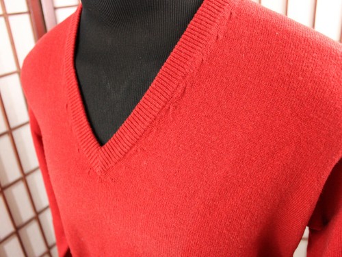Suéter Tejido Pendleton Vintage Años 80 Talla Grande Rojo 100% Lana Cordero Cuello en V - Imagen 3 de 5