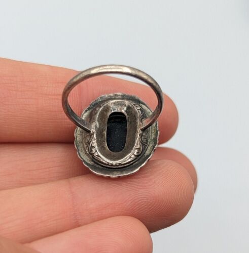 Vintage Sterlingsilber 925 oval schwarz Onyx Marcasit Art Deco Ring Größe 6 - Bild 9 von 12