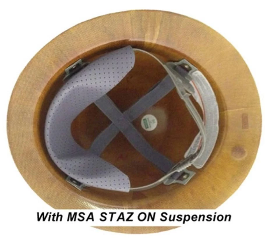 MSA Tan Skullgard Hard Hat with Staz-On Suspension and Full Brim 454664 - Image 3 of 4