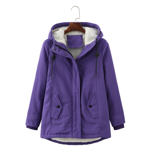 Abrigo Parka de Invierno con Capucha de Vellón de Piel Chaqueta Talla Grande Para Mujer Prendas de abrigo cálidas con Cremallera - Imagen 1 de 44