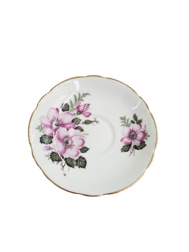 Platillo de taza de té Marlborough English Bone China rosa floral dorado vintage - Imagen 3 de 6