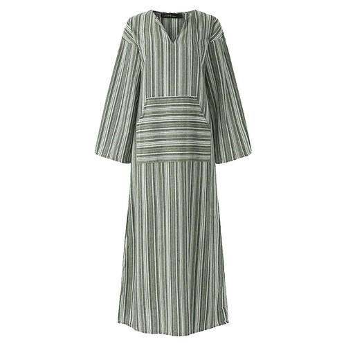 Women'S Summer Dresses Cotton Linen Dresses V Neck Half Sleeve Long Dress - Picture 11 of 27