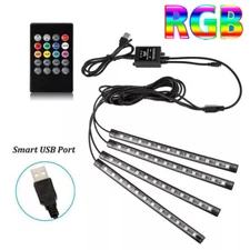 Accessories RGB Led Lights Car Interior Floor Decor Atmosphere Strip Lamp 4PCs