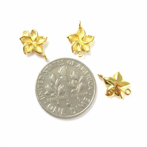 925 Gold Vermeil Blume Charm - Fragapani Blume - Gold Link Connector -11mm -3 Stck. - Bild 3 von 4