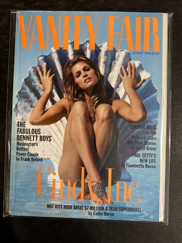 VANITY FAIR: CINDY CRAWFORD * AUG 1994 * VG * Newsstand * NO LABEL #VF-04 - Picture 1 of 16