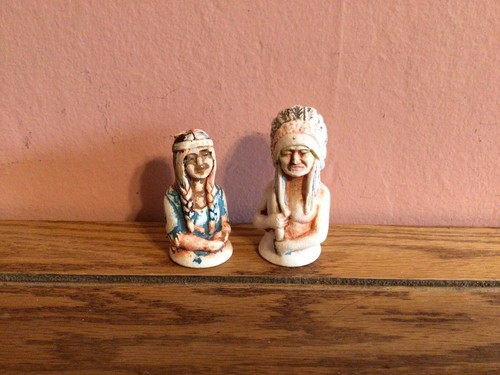 Vintage Native Indian salt and pepper shakers Very Old! Unmarked Sandstone ? - Picture 2 of 11