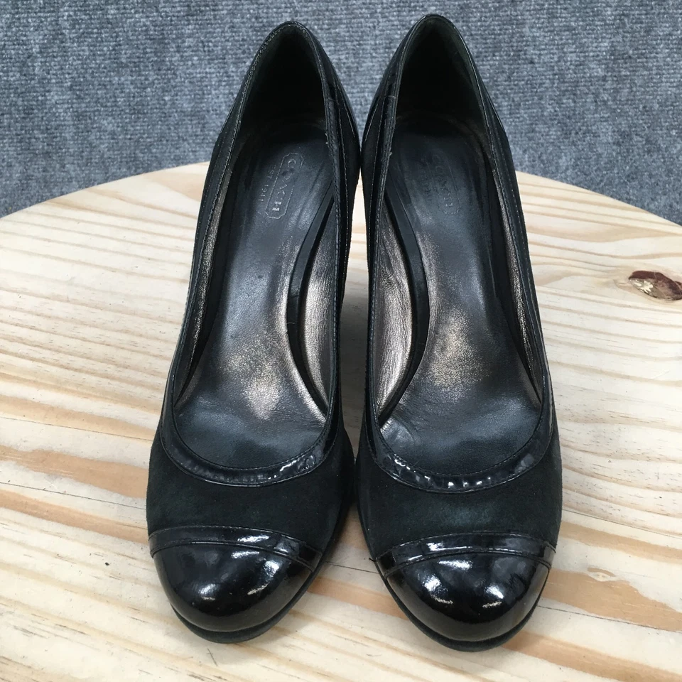 Zapatos Coach para mujer 8,5 B Kerry Ann zapatos de tacón de cuña de cuero negro sin cordones informales Foto 4 de 4