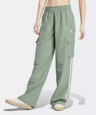 New adidas Originals 3S Cargo Pants Trace Green Women's Sz Large IZ0716 MSRP $80