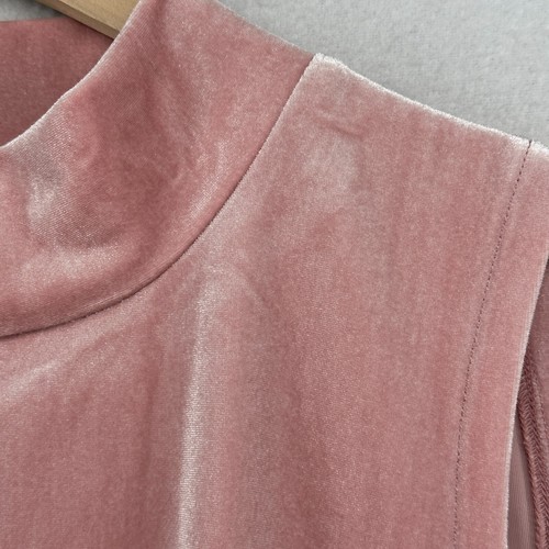 J.CREW Tank Top Womens L Velour Sleeveless Mock Neck Stretch Shell Pink NEW - Picture 7 of 15