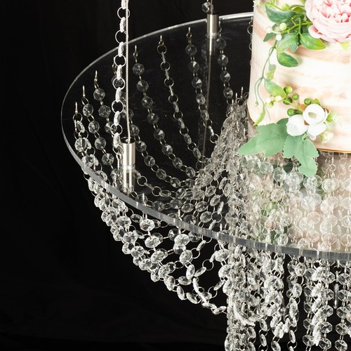 25" Clear Round Acrylic Hanging Crystal Chandelier Cake Stand Party Decorations - Picture 5 of 9