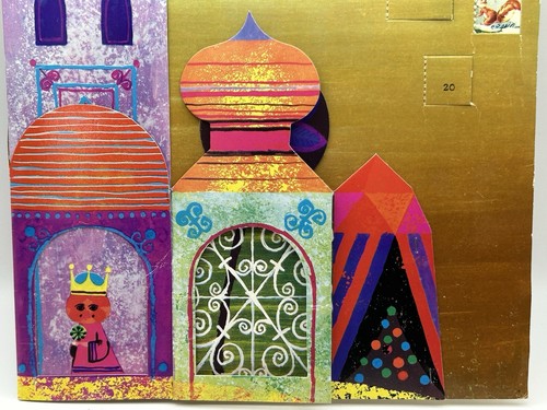 Vintage 3D Folding Advent Calendar 1970s Onion Domed Buildings Please Read - Picture 13 of 17