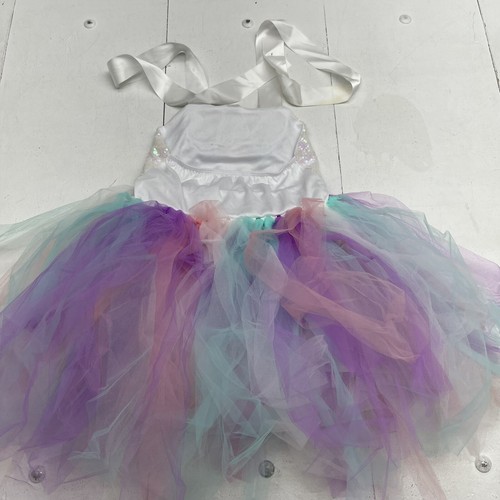 Youth Girls Rainbow Tulle Tutu Sequin Unicorn Costume Dress Size XL - Picture 6 of 7