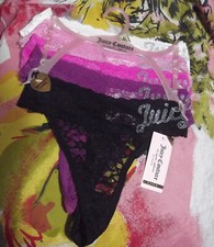 5 NEW JUICY COUTURE JC9889 5PKCZ NO PANTY LINES LOGO WAIST LACE THONG PANTIES XL