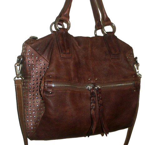 ORYANY Studded Saddle Brown Cognac Leather CrossBody Shoulder Satchel Bag - Bild 7 von 23