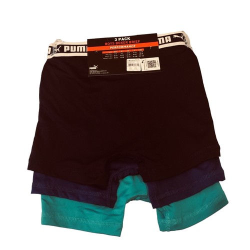 PUMA Boys Boxer Briefs Medium 8-10 Set of 3 Teal Royal Blue Navy - Picture 2 of 2