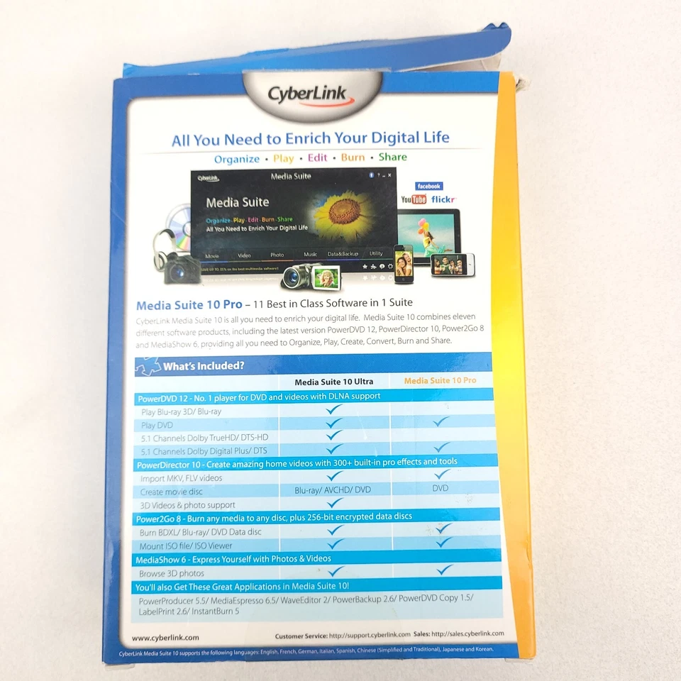 Cyberlink Media Suite 10 PRO 11-in-1 PC-DVD 2012 CIB w/ User Guide, Photo Guide - Image 3 of 4