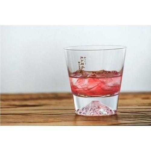 Tajimaglass Edo Glass Kiriko Whisky Glass Mt.Fuji Set of 2 w/Box Made in Japan - Picture 3 of 7