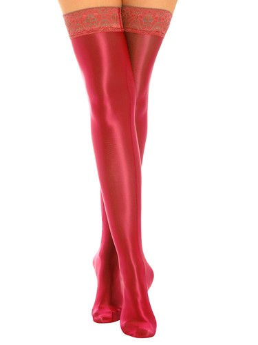 Damen Halterlose Strümpfe Glänzend Seidig Overknee Strümpfe Durchsichtig Socken - Bild 29 von 50