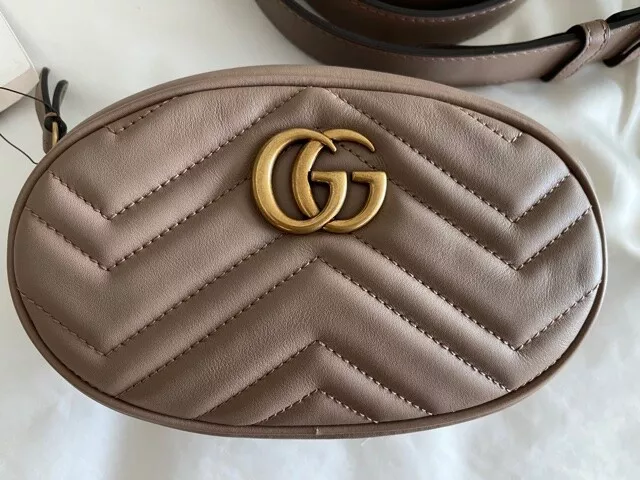 Gucci Gg Marmont Wide Belt In Nude & Neutrals