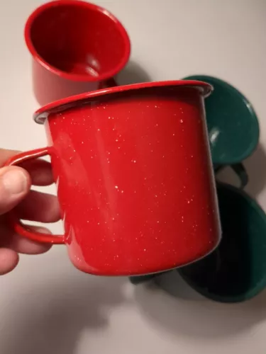 Set of 4 Enamelware Coffee Mugs Camping Hiking Cups Wine Cup Metal Mug
