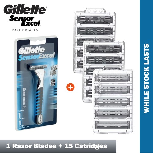 GILLETTE Sensor Excel Razor Blades + Handle Refill Pack Authentic Shaving Kit - Picture 19 of 27