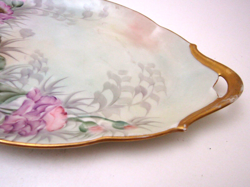 Bandeja de servir estampada pintada a mano vintage LIMOGES T&V plato de tocador plato dorado - Imagen 6 de 9