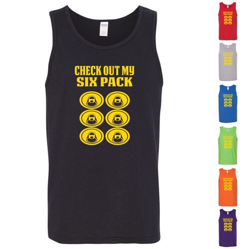 Check Out My Six Pack Funny Gym Workout Beer Drinking Mens Tank Tops