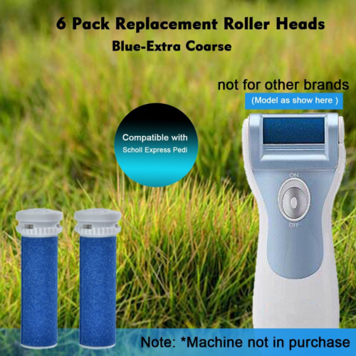 6 Pack Blue Extra Coarse Replacement Roller Refills Compatible with Scholl Expre - Picture 2 of 12