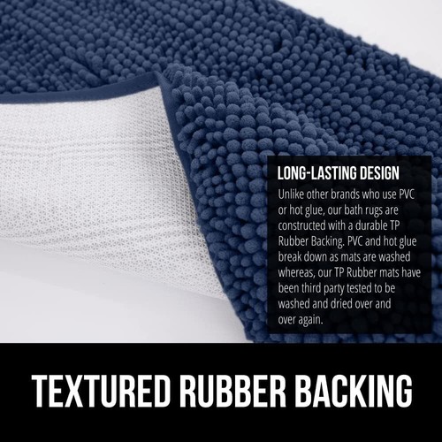 2-Piece Chenille Bath Mat Set 30"x20" Quick-Dry Washable Microfiber Bathroom - Picture 156 of 213