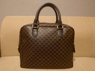 Celine Circle Logo Black Macadam Handbag Mini Boston Bag