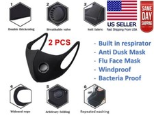 1PCS or 2PCS Respirator Filter Black Face Fashion Mask Washable Reusable Unisex