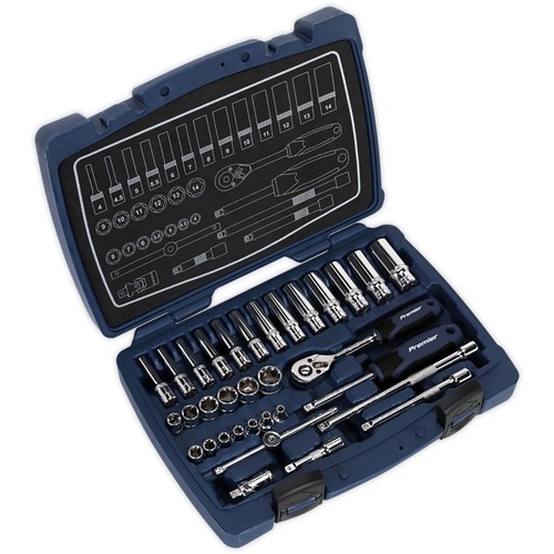 Sealey Steckschlüsselsatz WallDrive metrisch 4-14 mm 33tlg 1/4" Antrieb Ratschengriff Premier - Bild 11 von 12