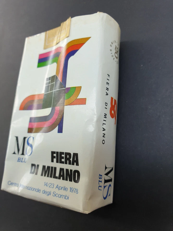 RARISSIMO PACCHETTO SIGARETTE VUOTO MS BLU FIERA DI MILANO 1978 VINTAGE - Immagine 2 di 4