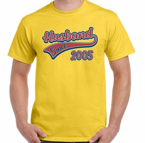 Husband T-Shirt Since 2005 Mens Funny Wedding Anniversary Fathers Valentines Day - Picture 22 of 27