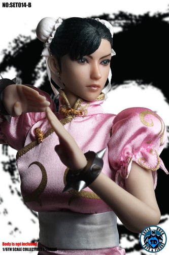 Maßstab 1:6 Frau Chun Li Kampfkunstkämpferin in rosa Kopf & Kleidung Set SET014B - Bild 11 von 15