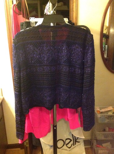 Talbots Silk Beaded Black , Purple  Evening Jacket Medium - Picture 5 of 12