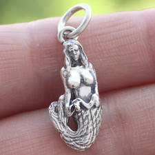 Mermaid Pendant Charm 925 Sterling Silver Sea Maid Fairy Tale Mystical Fantasy