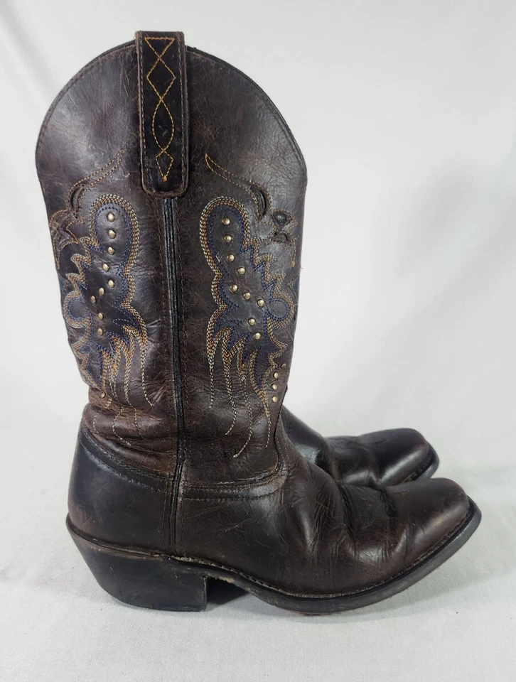 Laredo женщин Cora ботинки 6 М бренди 52034 коричневый с заклепками квадратный носок кожи - Изображение 3 из 4