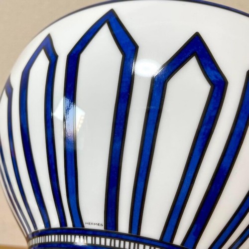 HERMES Bleus d'Ailleurs Salad Bowl GM Plate Blue Tableware Dish Auth New 25 cm - Picture 6 of 11