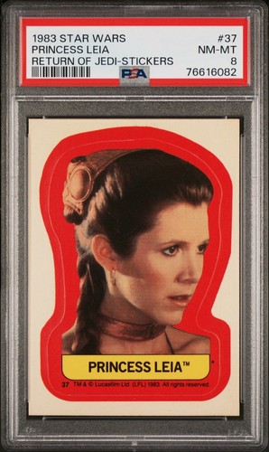 PRINCESS LEIA 1983 Topps STAR WARS Sticker #37 PSA 8 + COUPONS + FREE SHIPPING!